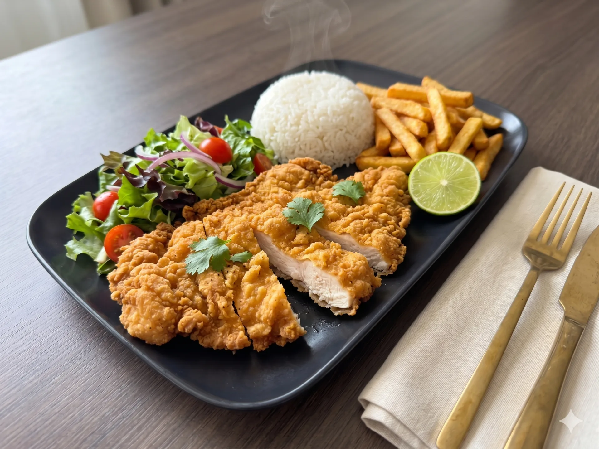 Chuleta de Pollo en restaurante La Mesa de Oro, Tuluá Valle del Cauca