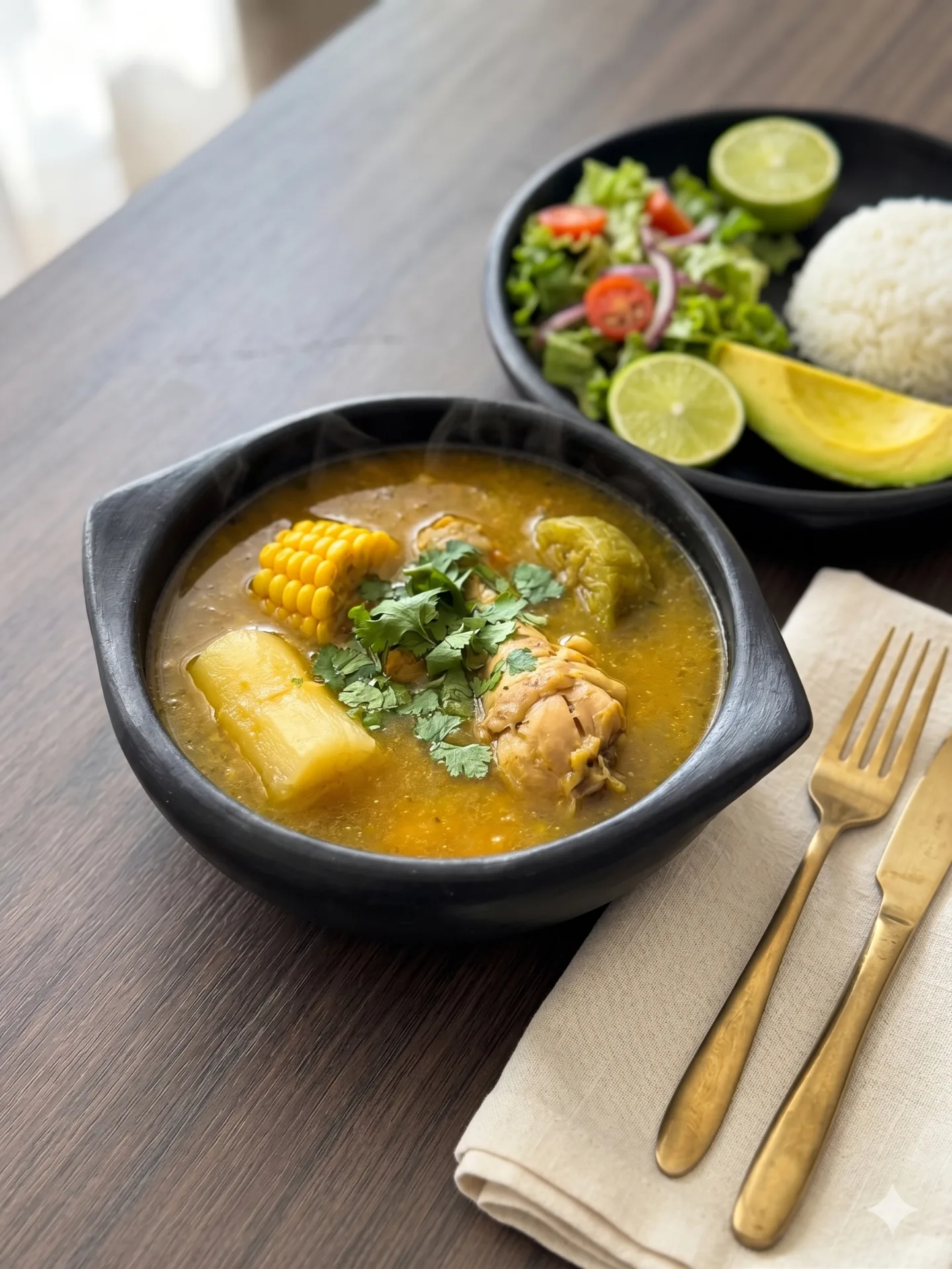 Sancocho de Gallina en restaurante La Mesa de Oro, Tuluá Valle del Cauca