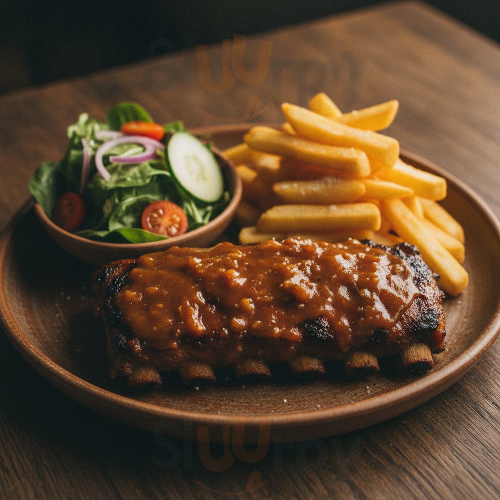 Costillas BBQ en restaurante La Mesa de Oro, Tuluá Valle del Cauca