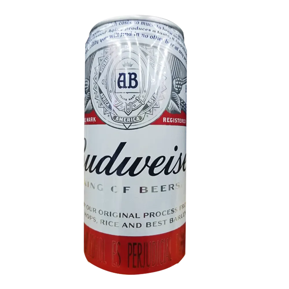 Budweiser Lata en restaurante La Mesa de Oro, Tuluá Valle del Cauca